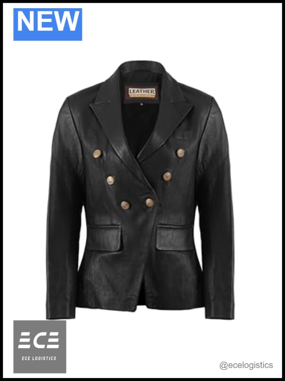 Genuine Lambskin Leather Blazer Double Breasted Women's Jacket